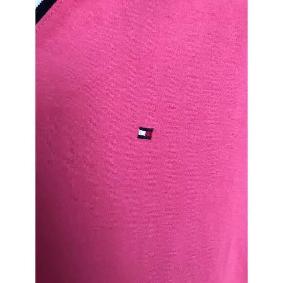 Tommy Hilfiger Short Sleeve T-Shirt Women's 3X Striped V-Neck Bubblegum NEW - Picture 4 of 7